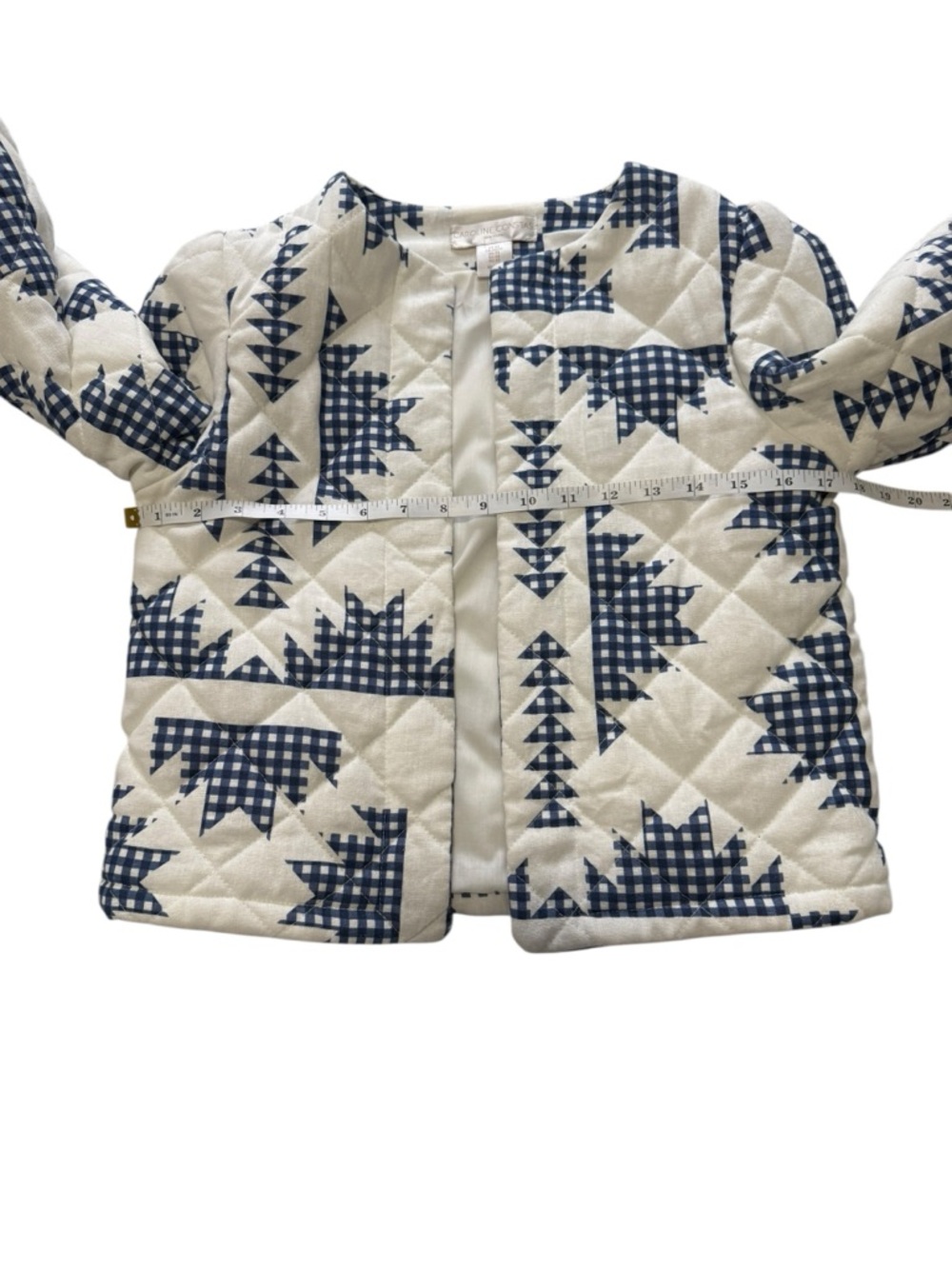 Caroline Constas Quilted Linen Blend Jacket/ Blazer with Navy Print size XS - Picture 5 of 7